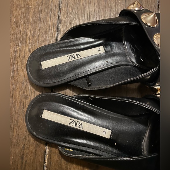 Zara leather Mules with golden Studs - Picture 2 of 5